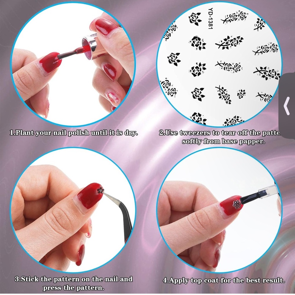 5 sheets of floral nail stickers - Picture 2 of 4